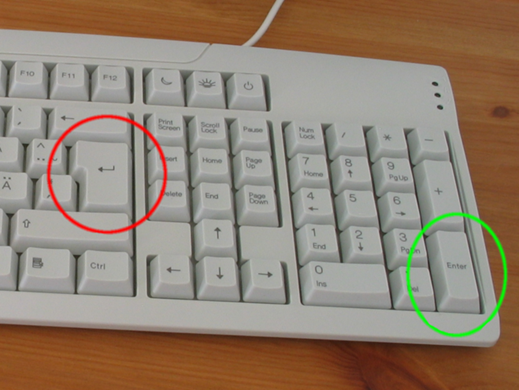 Enter кнопка на клавиатуре.